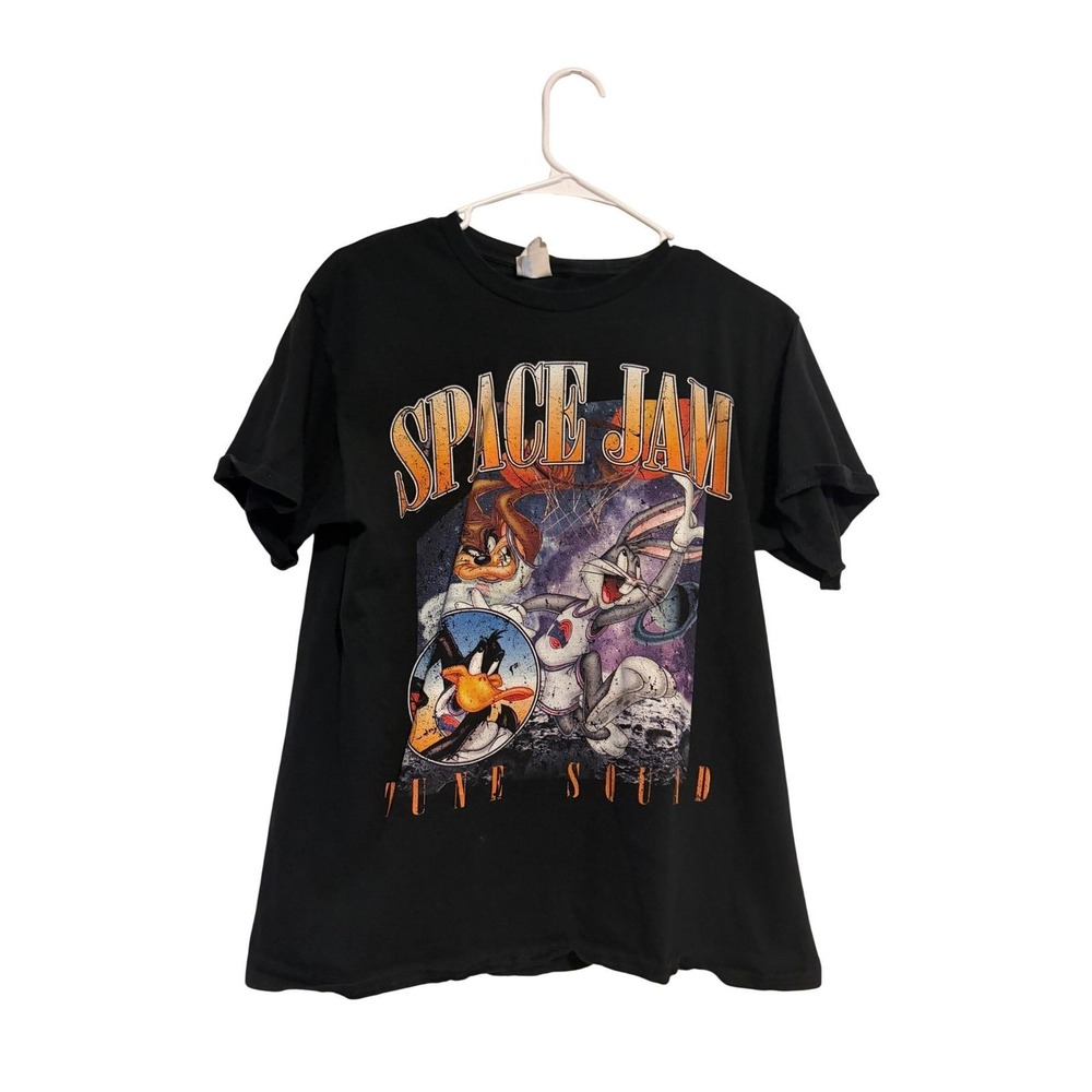 Vintage‎ Space Jam T-Shirt Tune Squad Black Graphic Print Medium